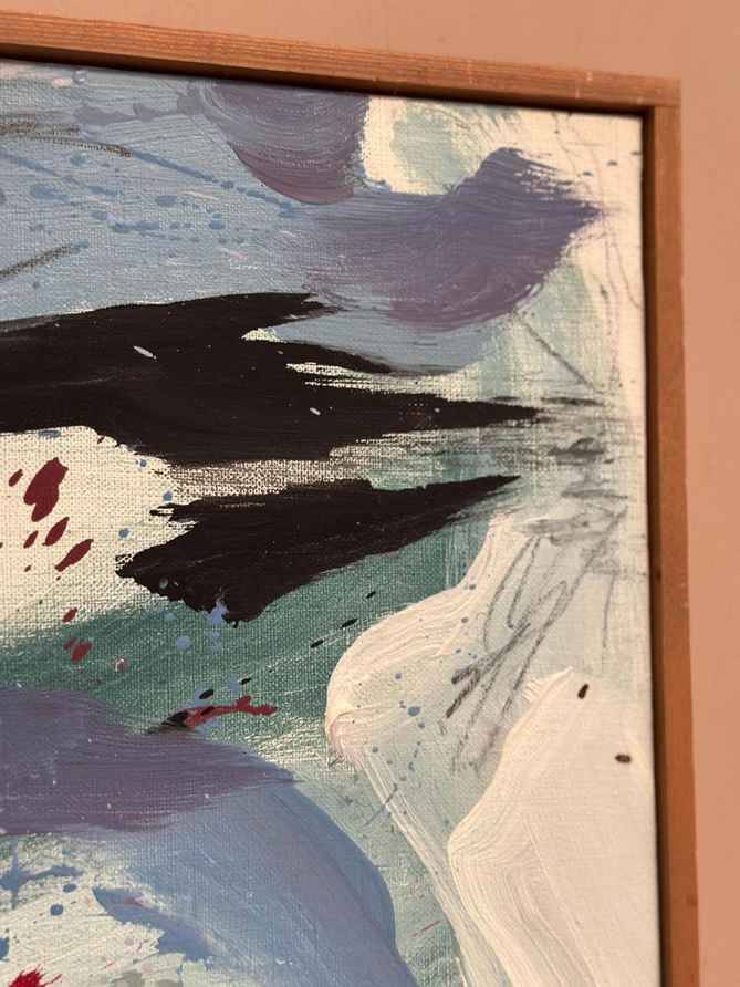 Original Swedish Oil On Canvas – Abstract Composition By Lars Sjögren – Vintage & Framed – 38 × 40 Cm (15.0" × 15.7")