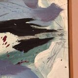 Original Swedish Oil On Canvas – Abstract Composition By Lars Sjögren – Vintage & Framed – 38 × 40 Cm (15.0" × 15.7")