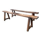 Pair of antique oak benches