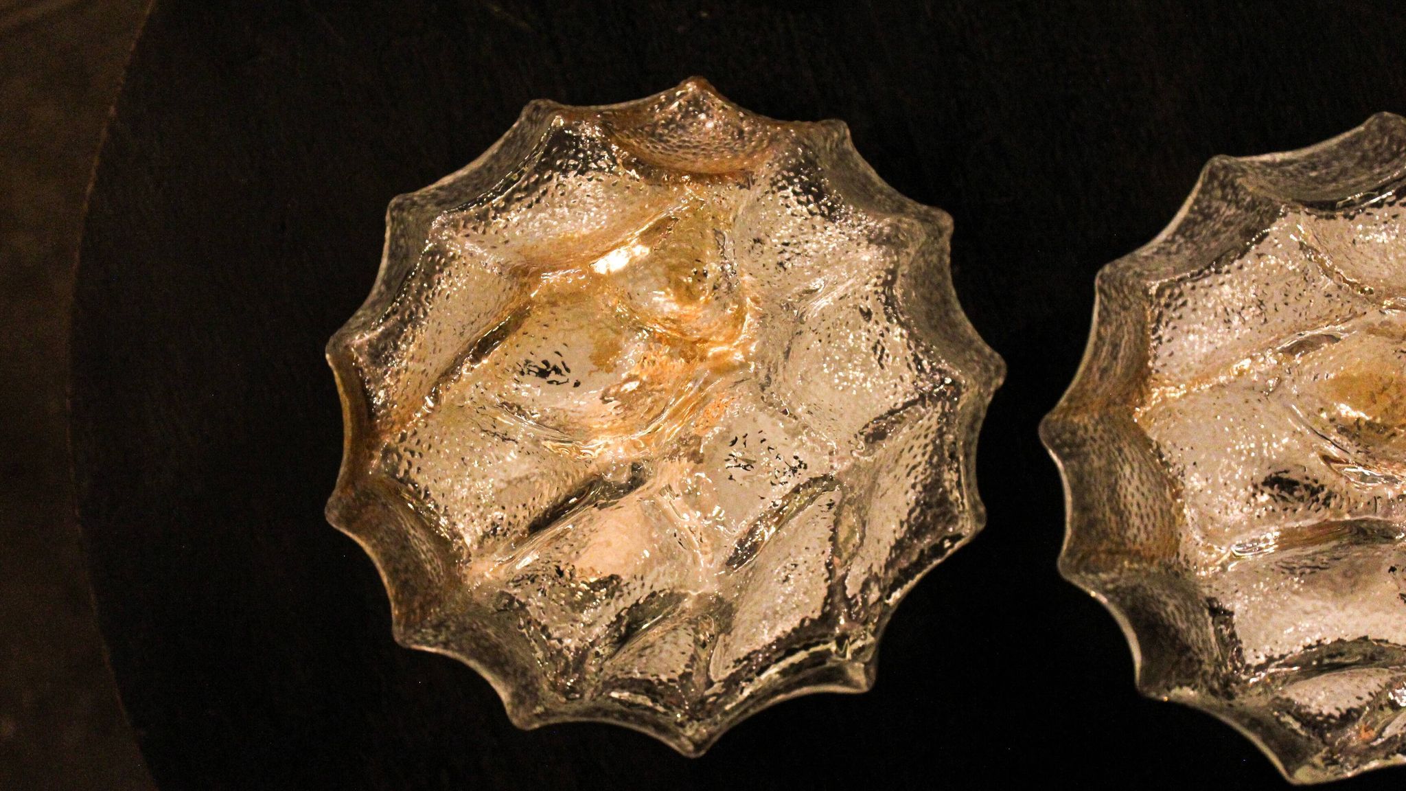 Rare pair of Murano glass wall sconces by Mazzega