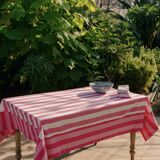 Pink striped tablecloth: 200cm x 160cm