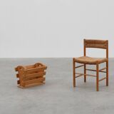 Mid-century Magazine Rack in full oak, France 1960s