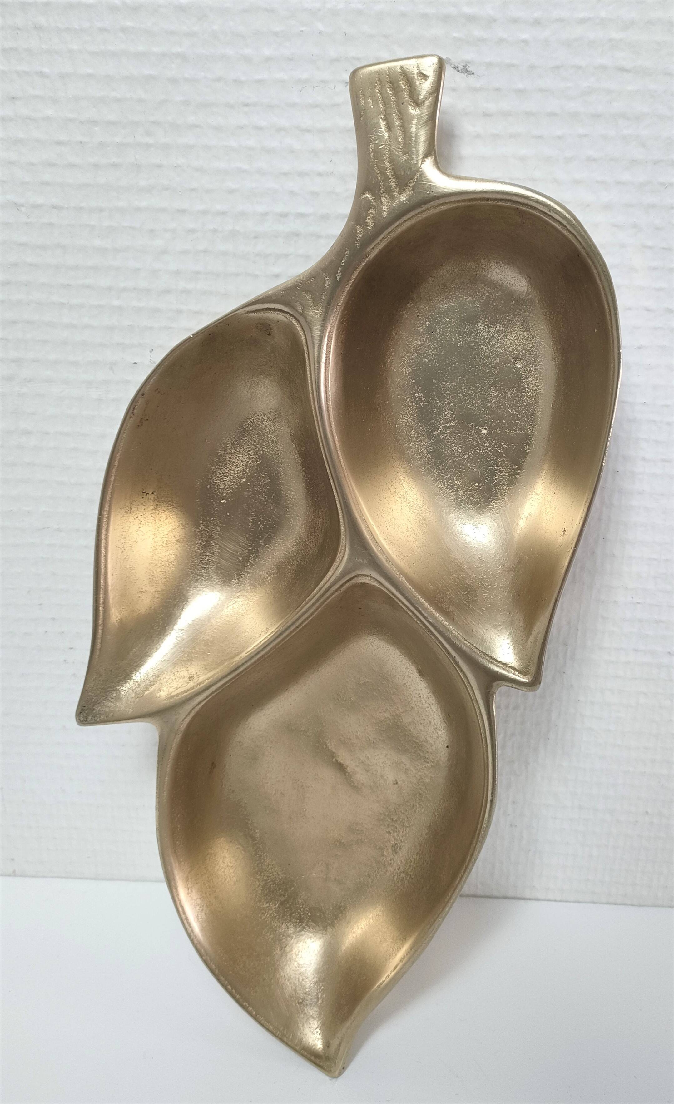 large tree leaf pocket emptier solid brass