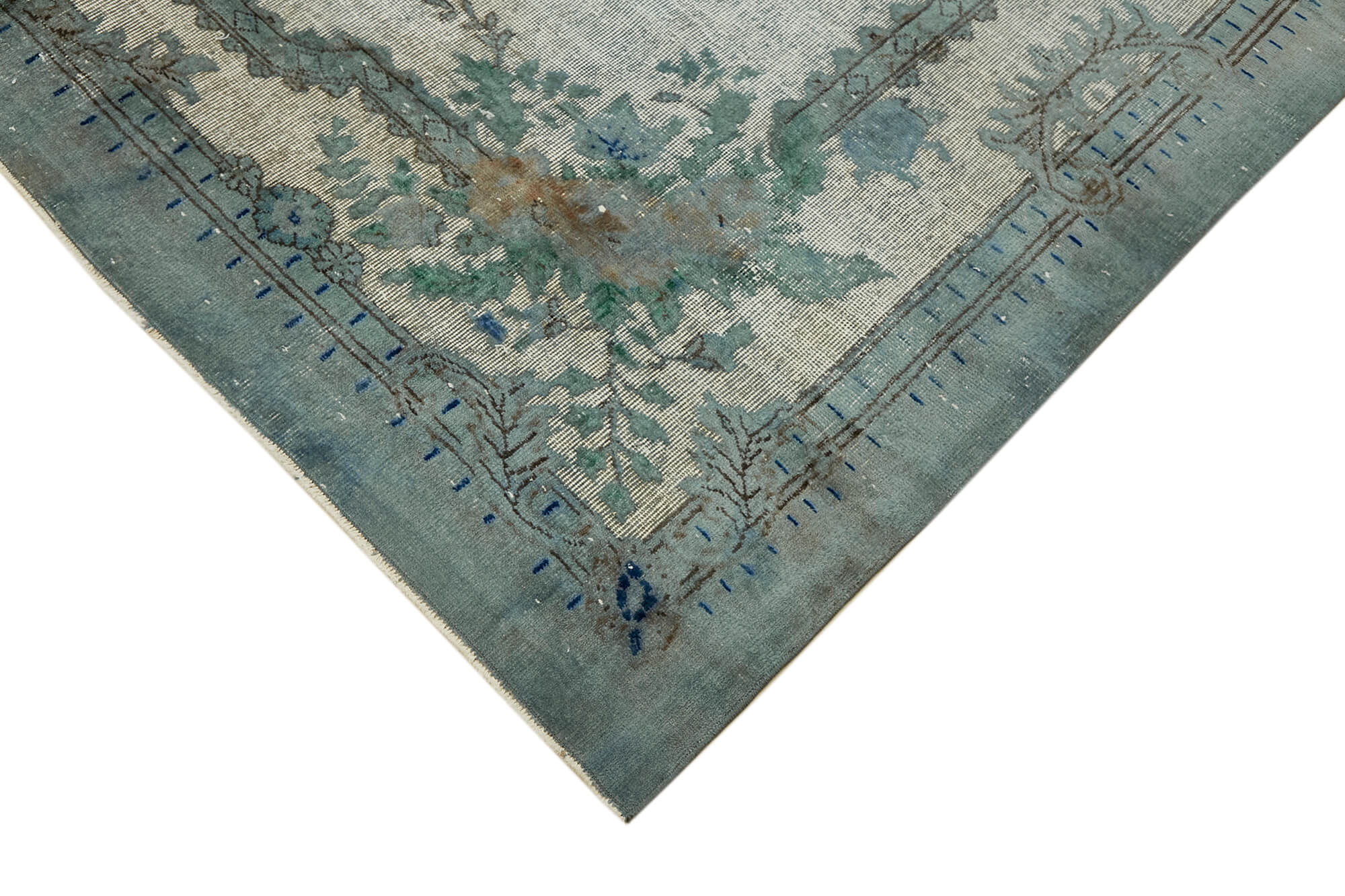 Hand-Knotted Antique Turkish 1970s 220 cm x 310 cm Blue Carpet