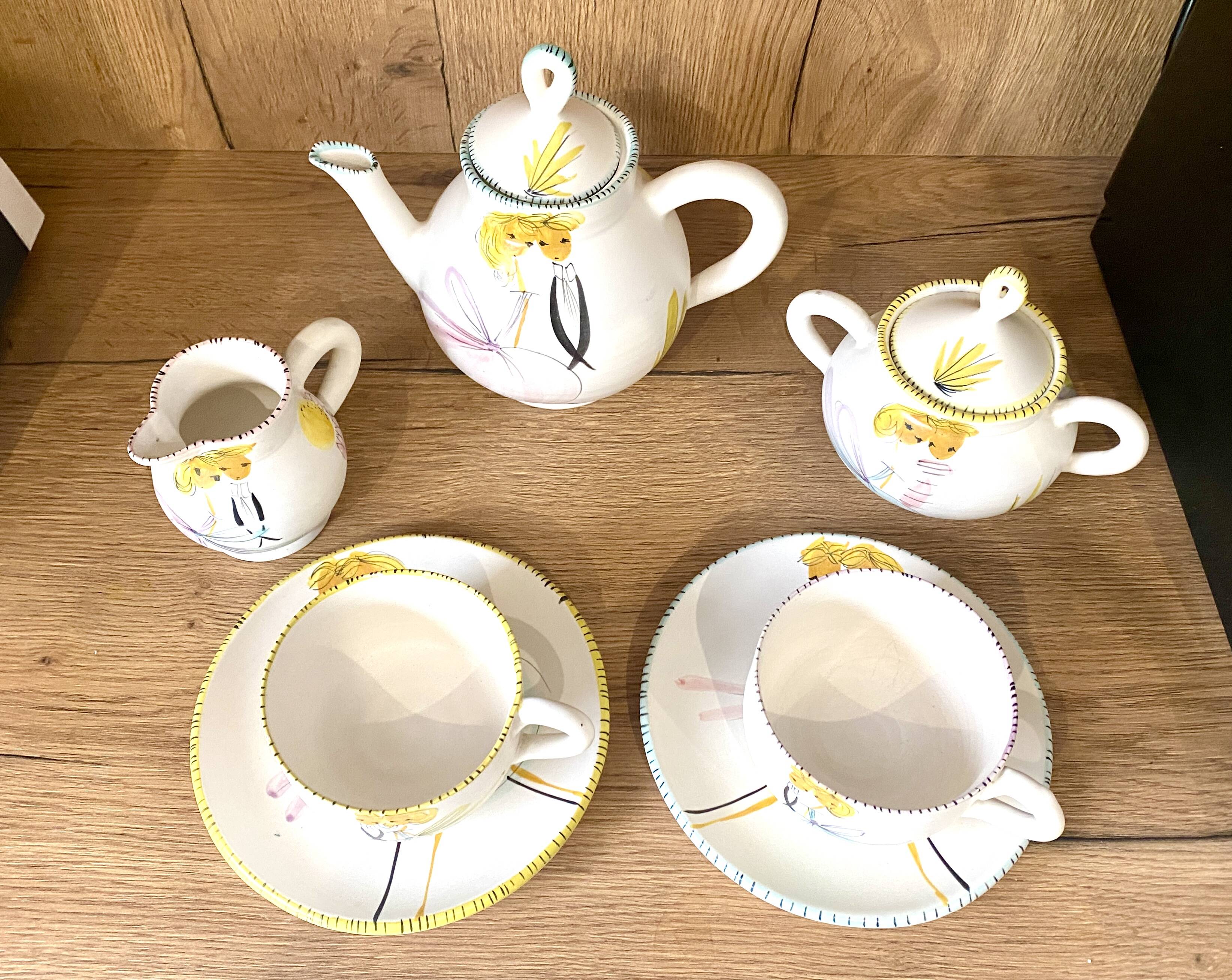 Duo tea or coffee service by the Cerenne workshop in Vallauris, circa 1955
