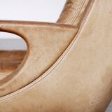 Vintage Mid-Century German Modern Leather Swivel Chairs by Carl Straub