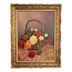 Old Oil Painting Canvas Still Life Rose Flowers Bouquet Signed