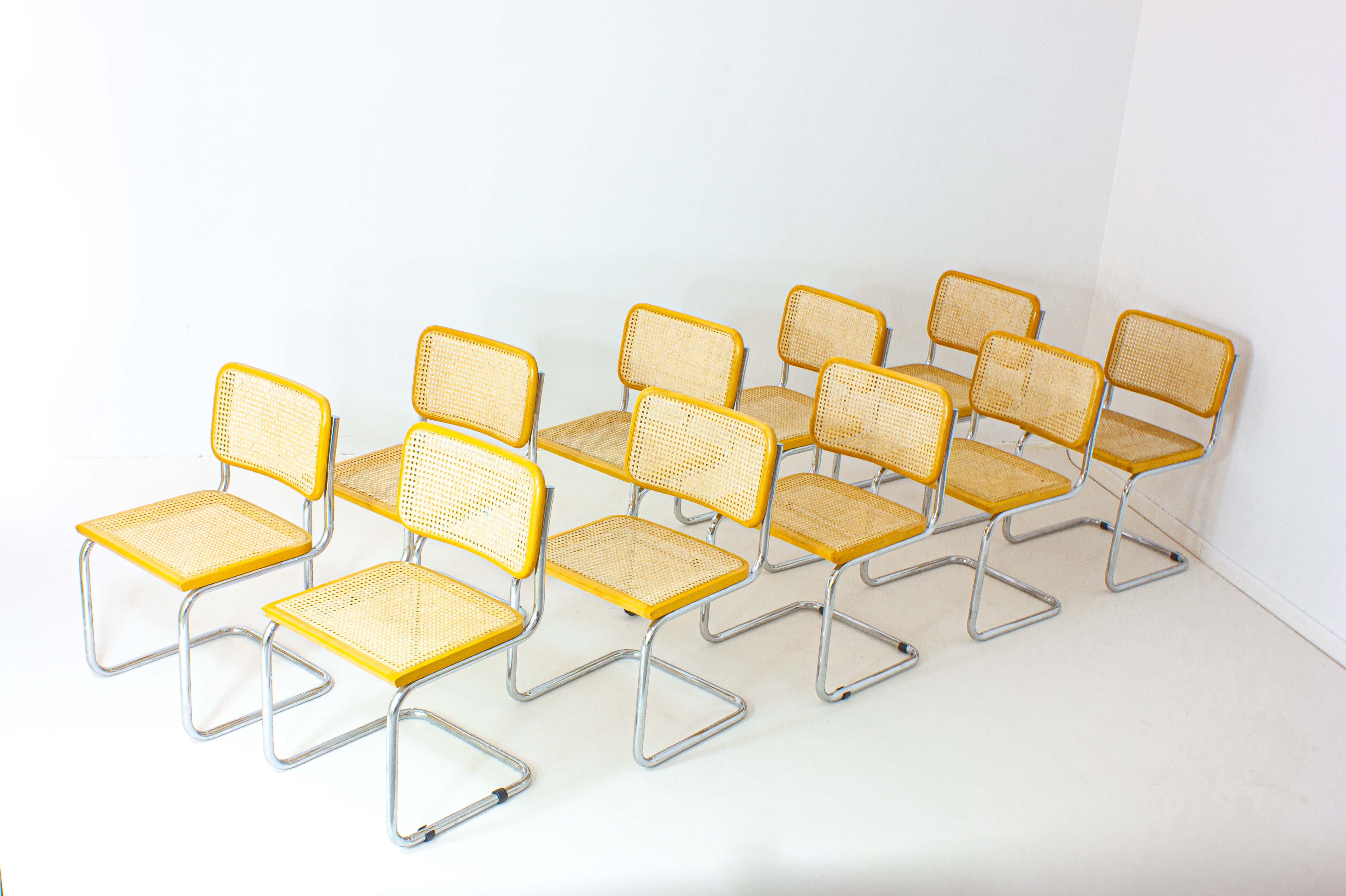 Set of 10 Breuer s32 chair, Italy 1970s