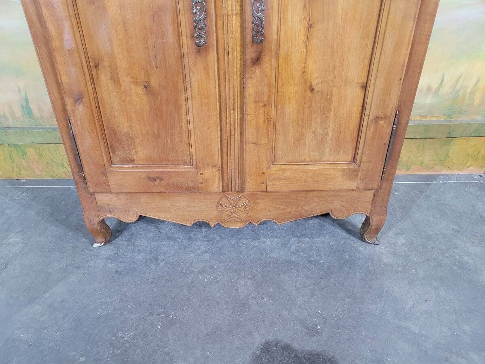 Small Louis XV bedside cabinet in solid cherry wood.