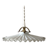 Pleated opaline pendant light