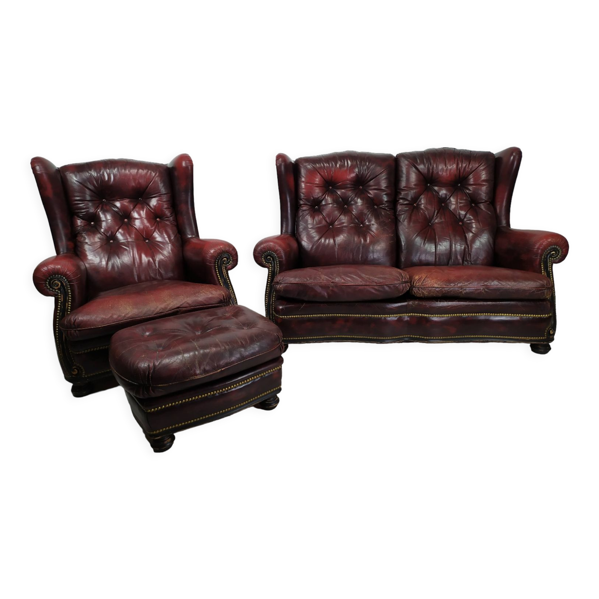 Chesterfield sofa and armchair