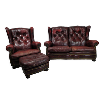 Chesterfield sofa and armchair