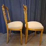 Pair of Napoleon III chairs in gilded wood