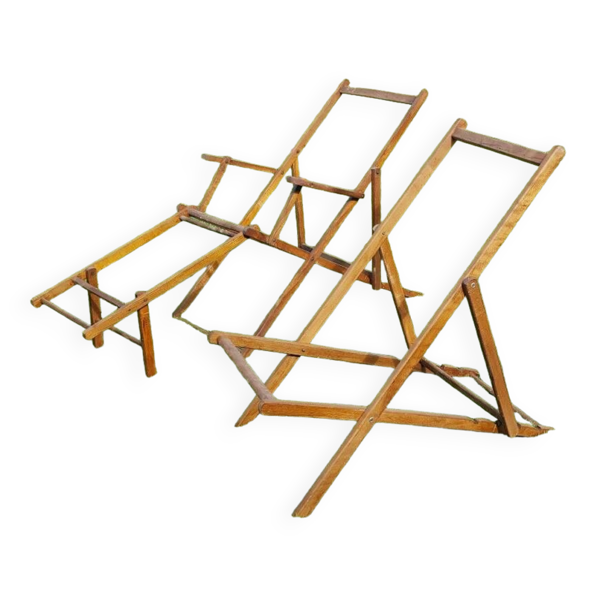 Set of 2 Chilean structures - wooden deckchair