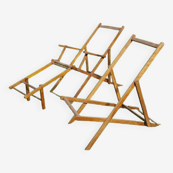 Set of 2 Chilean structures - wooden deckchair