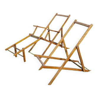 Set of 2 Chilean structures - wooden deckchair