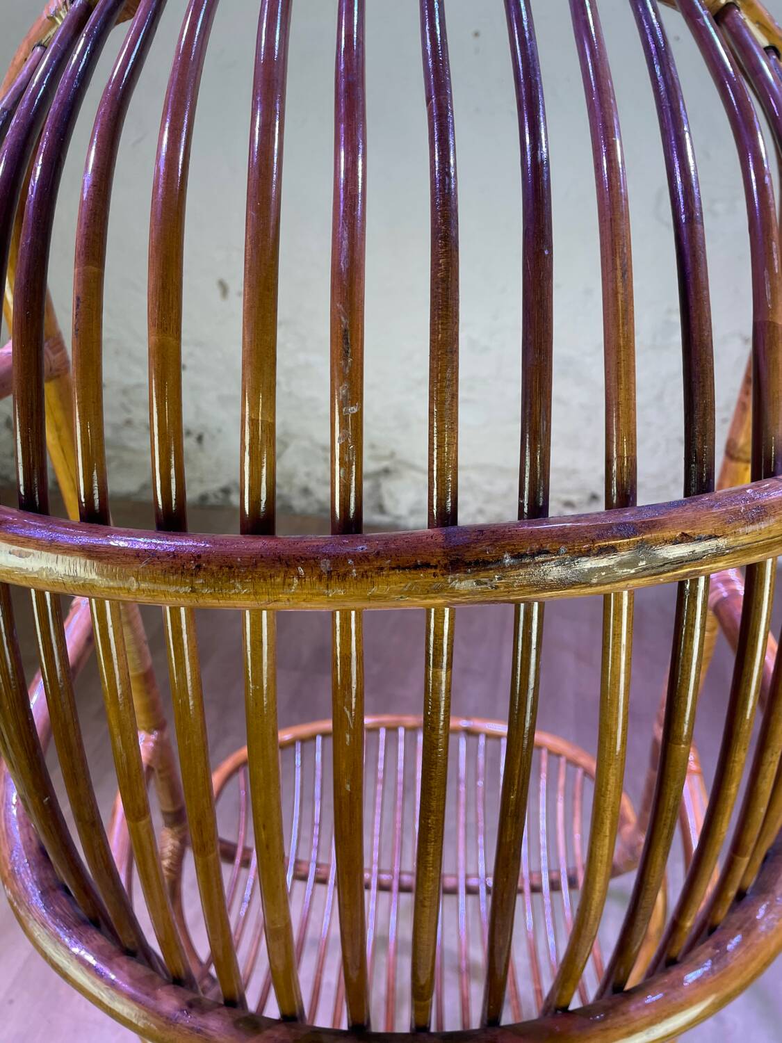 Fauteuil suspendu en rotin vintage