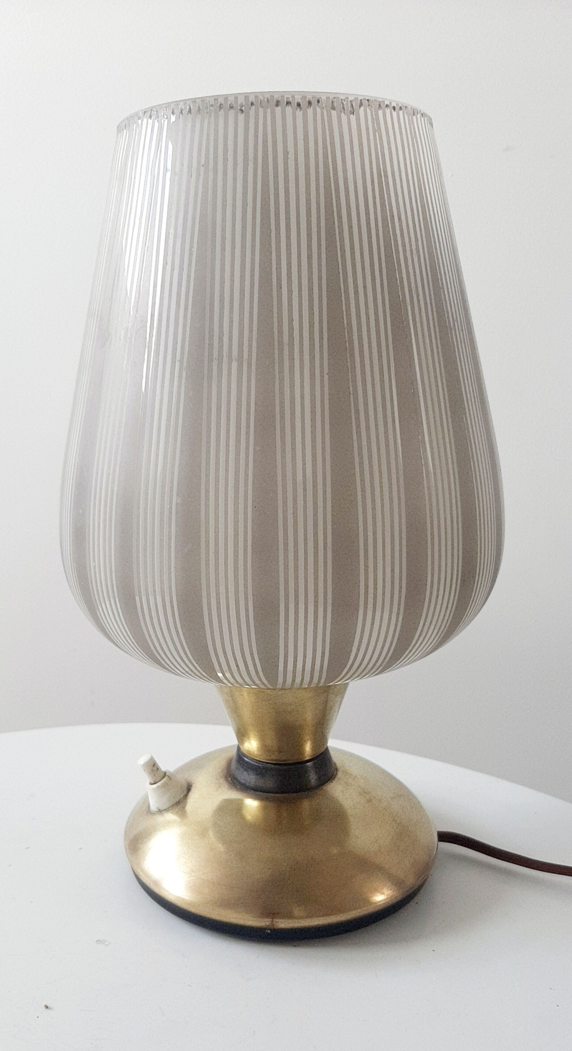 Retro brass table lamp and glass globe