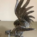 Vintage silver metal roosters