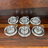 6 molded glass candle holders with an ice cube effect