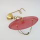 Suspension in perforated red lacquered metal, brass and opaline in the style of Mathieu Matégot