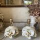 Pair of bedside lamps, vintage floral ceramic by Nazareno Picciotti, Deruta Italie