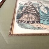Impression d’illustration Anais Toudouze, mode Français antique, France, impression d’art dans un cadre en bois