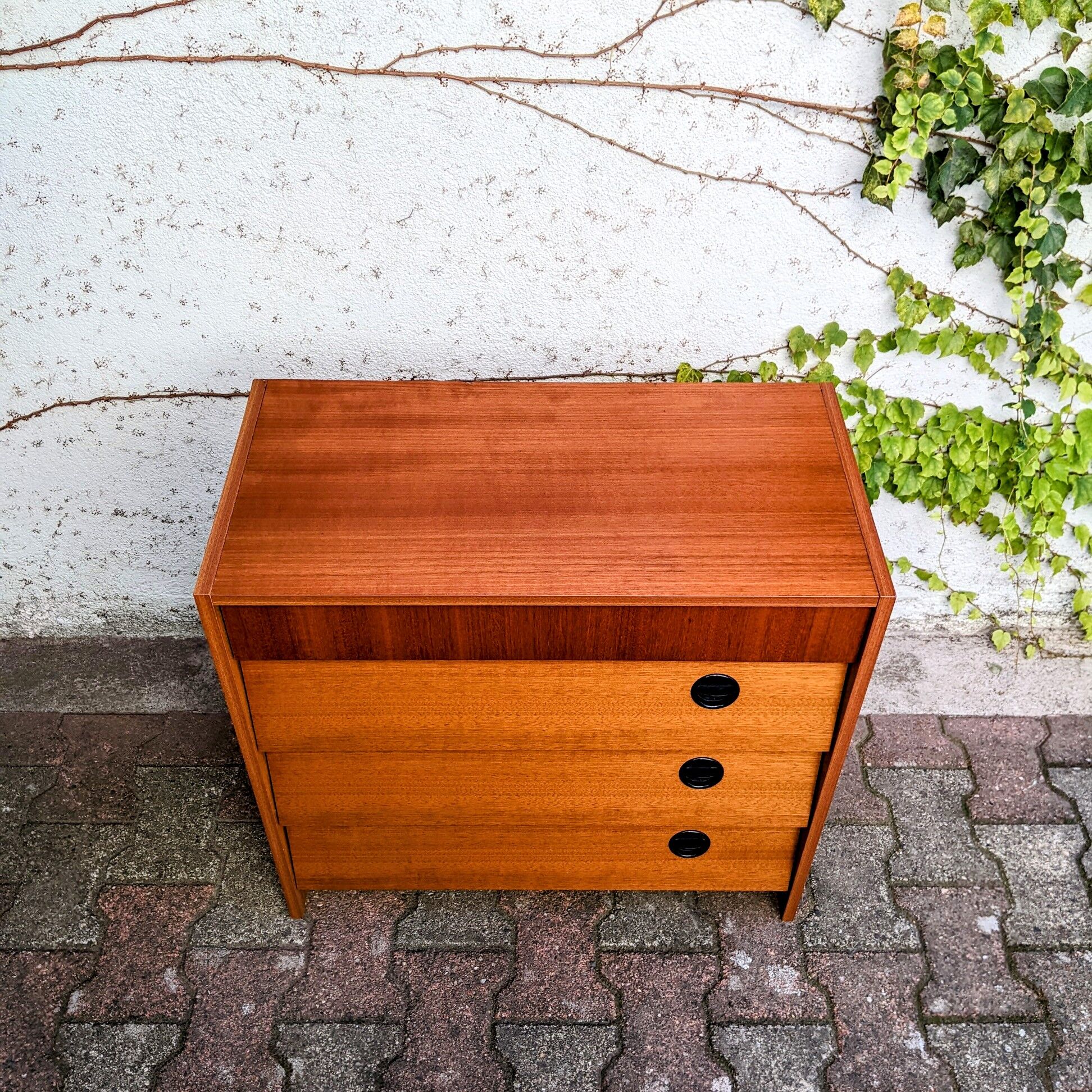 Shoe cabinet teak and oak veneer 60s