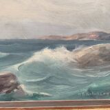 Huile de paysage marin vintage sur carton, signée par Karl Gustav Holmberg 1960