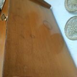 Vintage 1950s secretary desk with compass legs and gilded oak