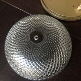 Round ceiling lamp in structured glass art deco style 30s-40s