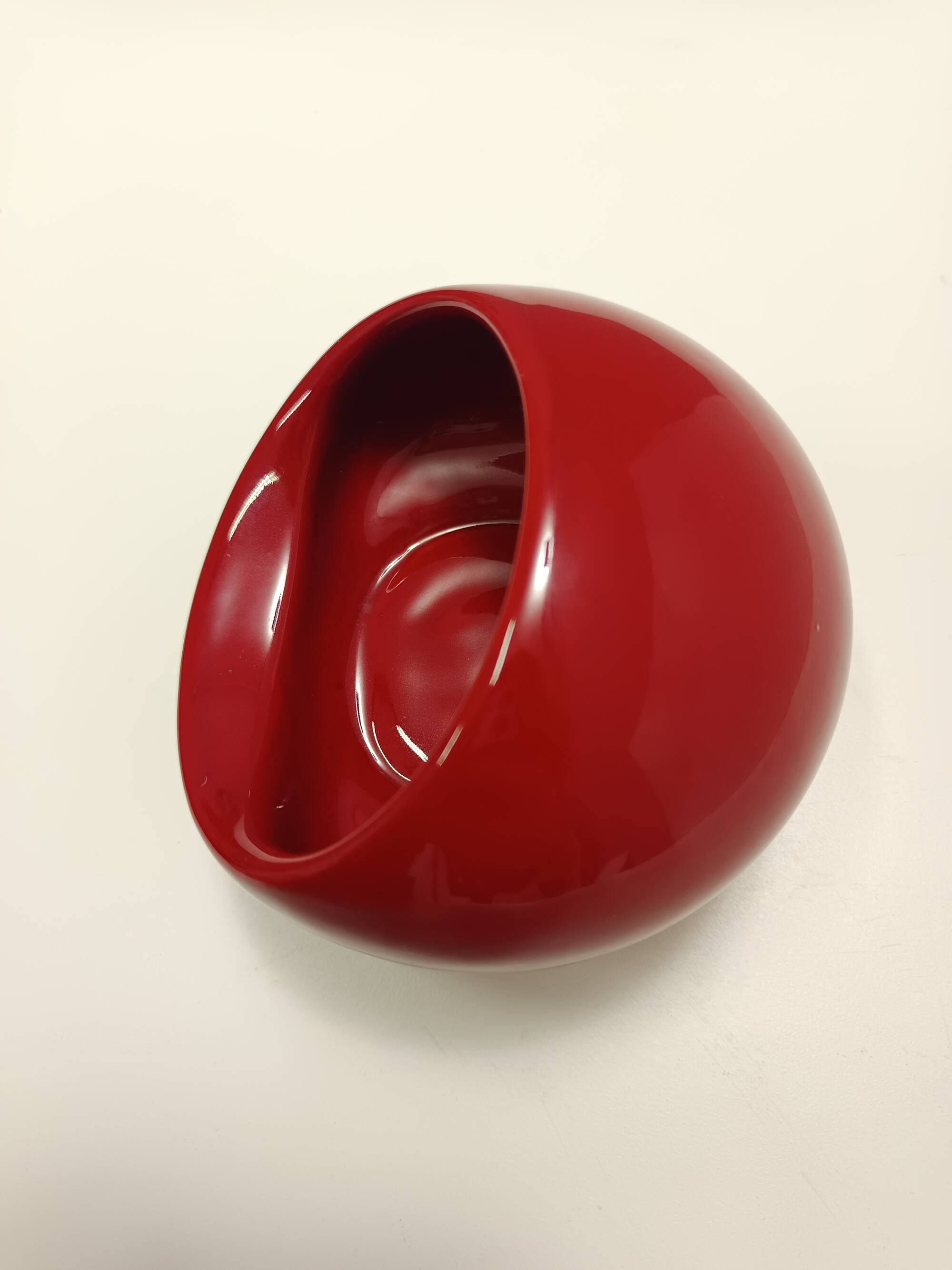 Vintage Spheric Red Glazed Ceramic Ashtray by Gabbianelli, Italy