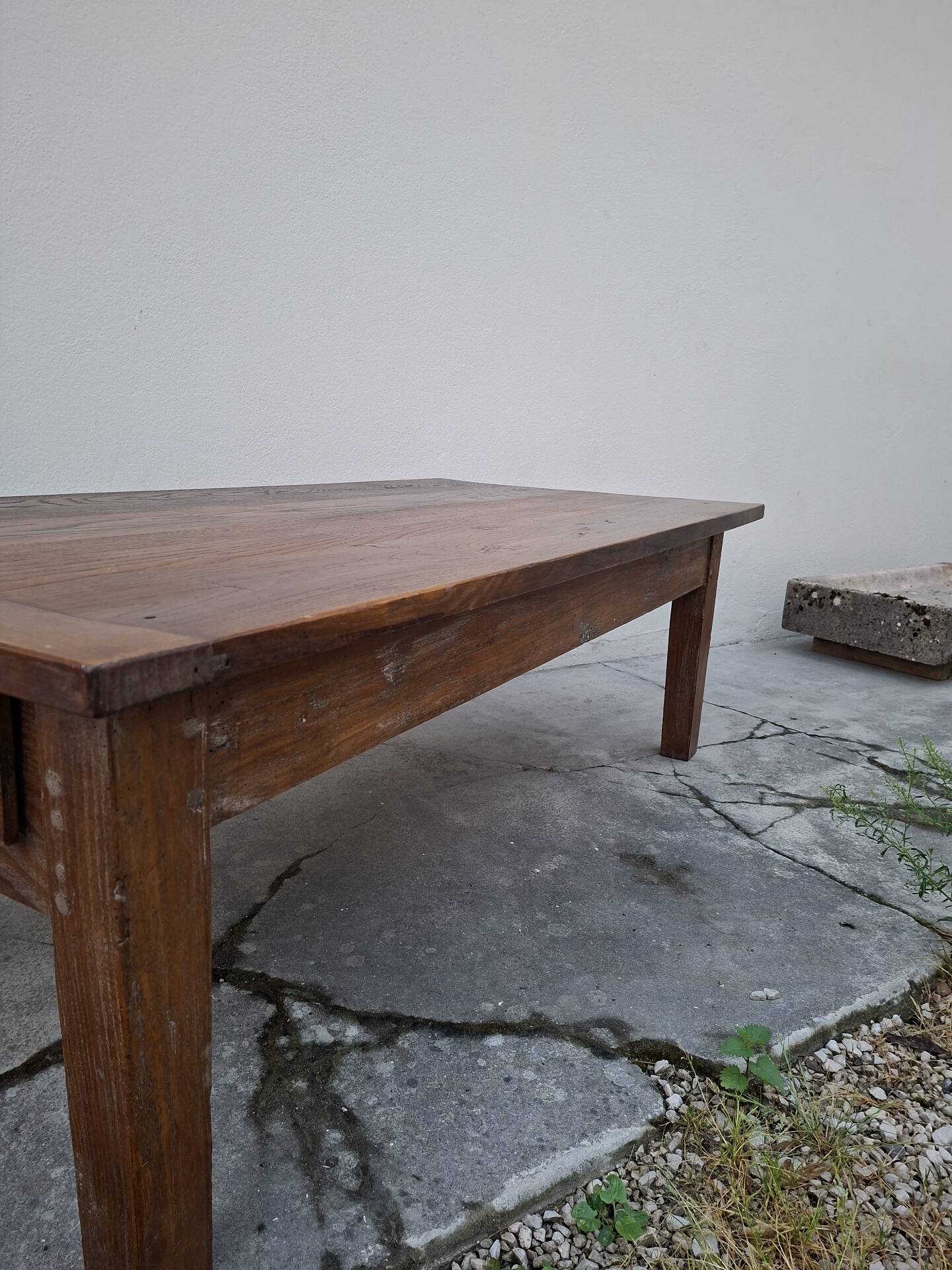 Table basse de ferme rustique ancienne un tiroir -1m42