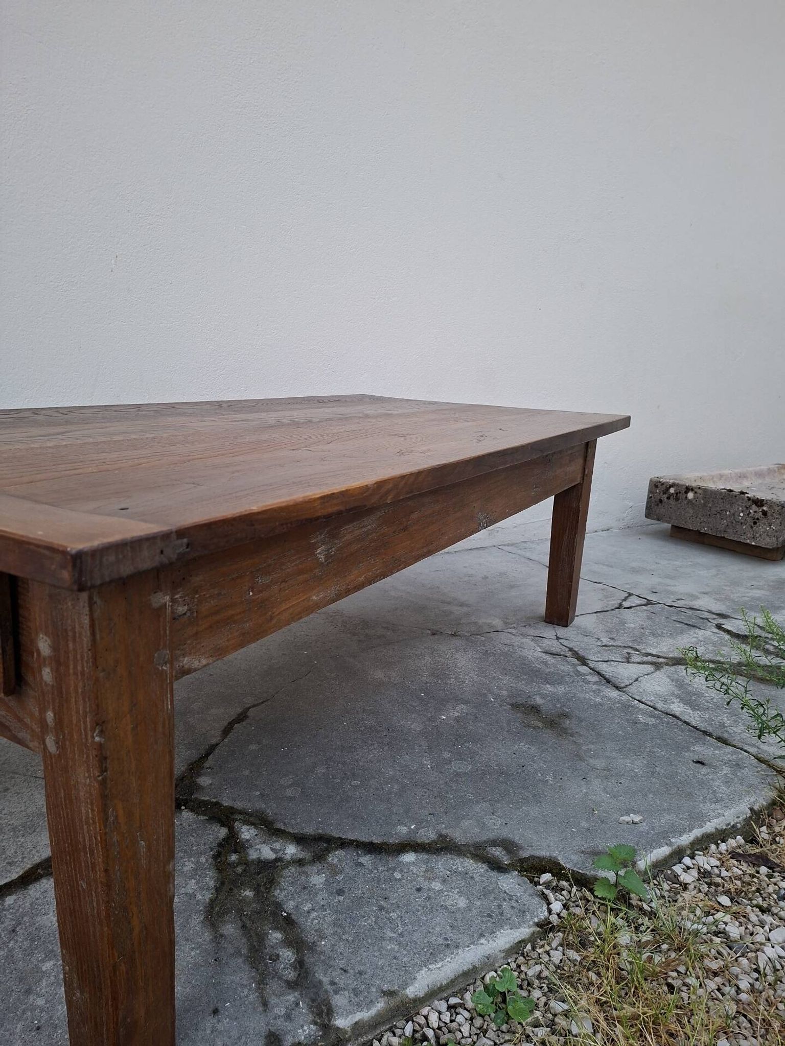 Table basse de ferme rustique ancienne un tiroir -1m42