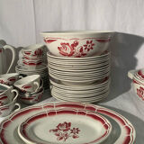 Art Deco pink earthenware service by Badonviller, porcelain, circa 1930