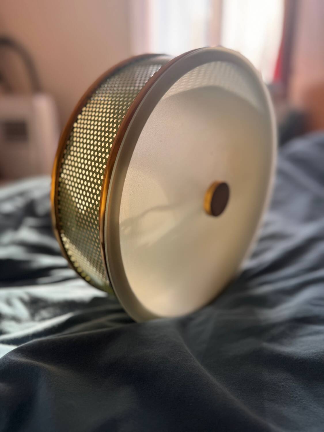 Lunel ceiling light / Porthole / Brass, perforated metal and glass