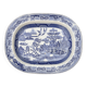 Large oval dish in blue and white English earthenware with Asian decoration, 19th century.