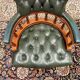 Fauteuil capitaine Chesterfield vert anglais classique