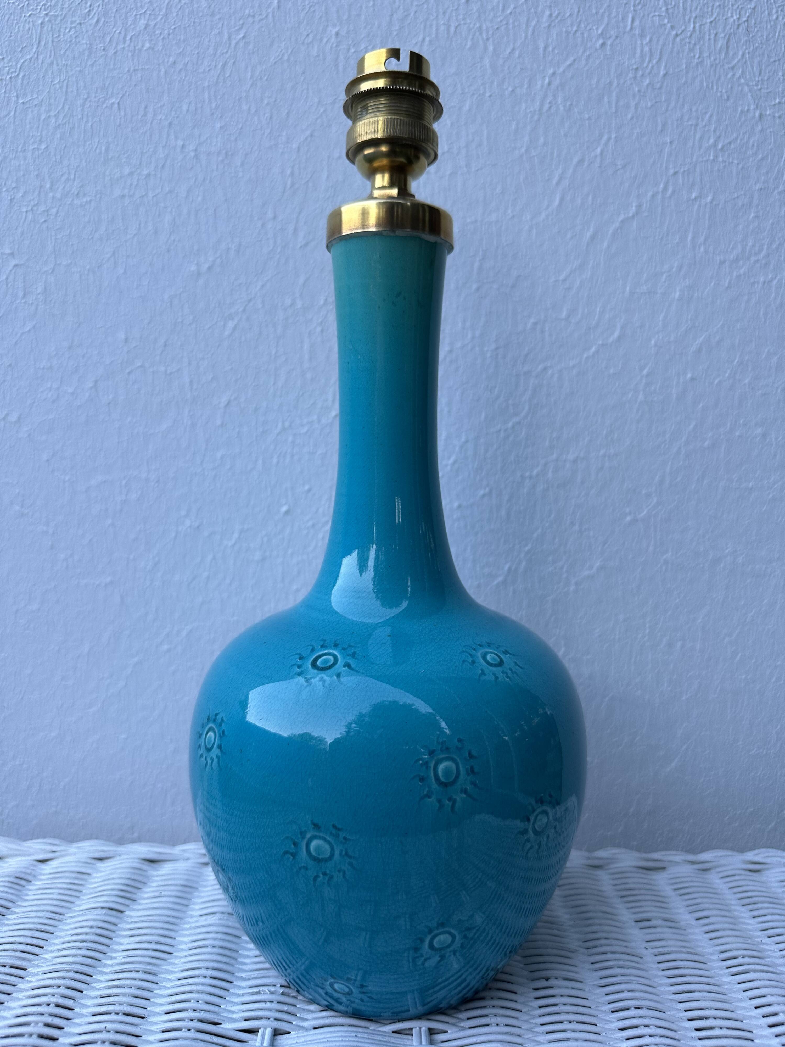 English ceramic lamp base Burmantofts Pottery England, 1880