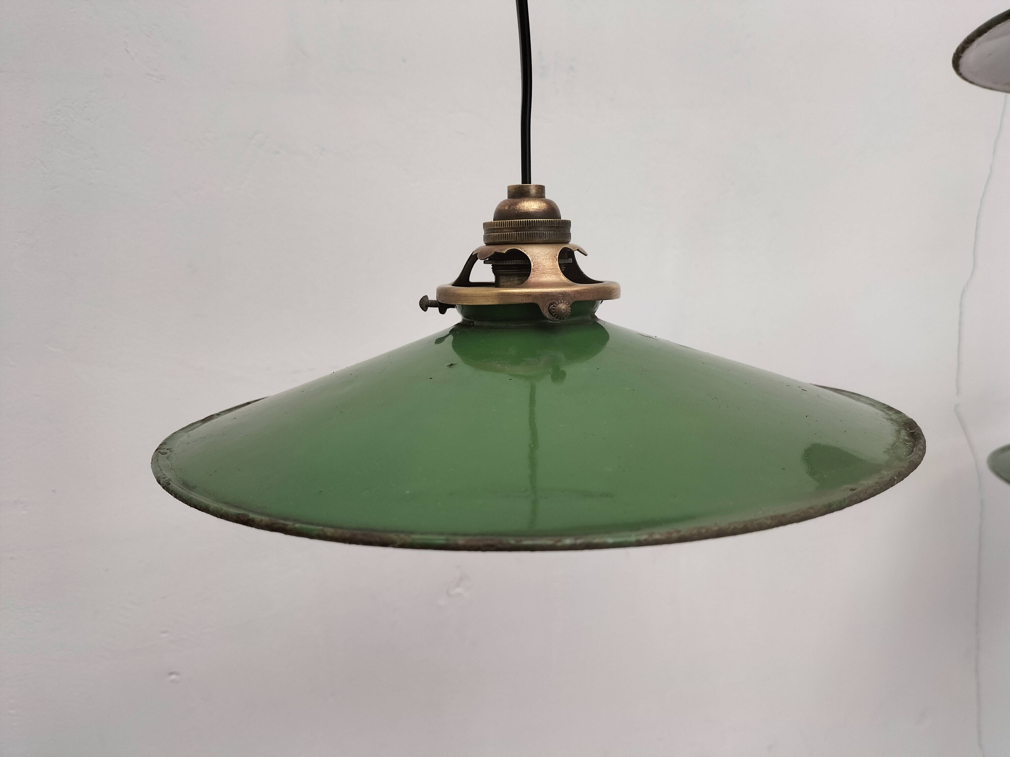 Enameled sheet metal pendant lights