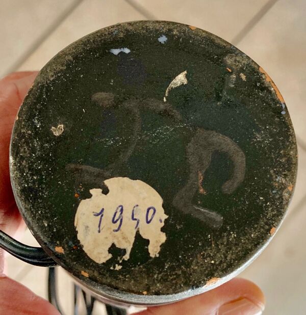 Pied de lampe en céramique émaillé polychrome décor abstrait  signée Jacques Innocenti