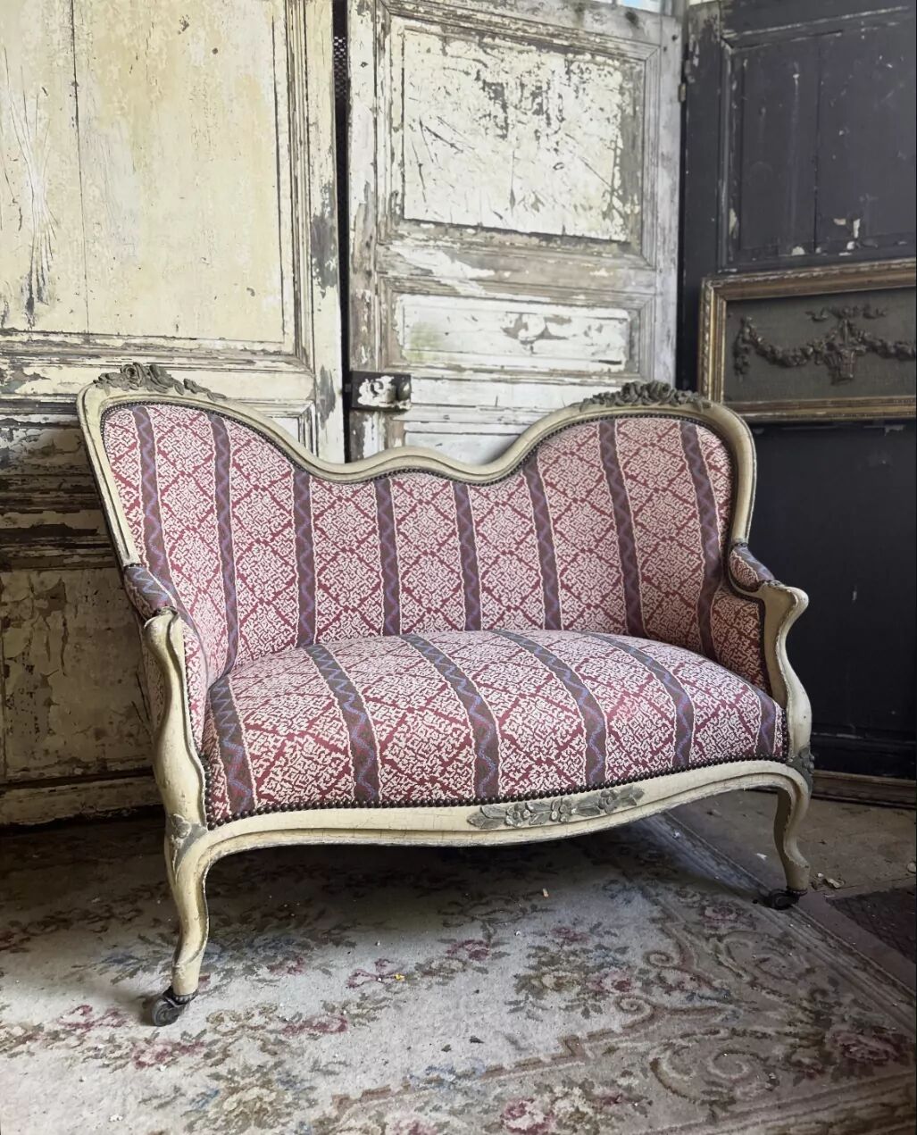 Antique Louis XV style bench – Napoleonic III period – 110 cm