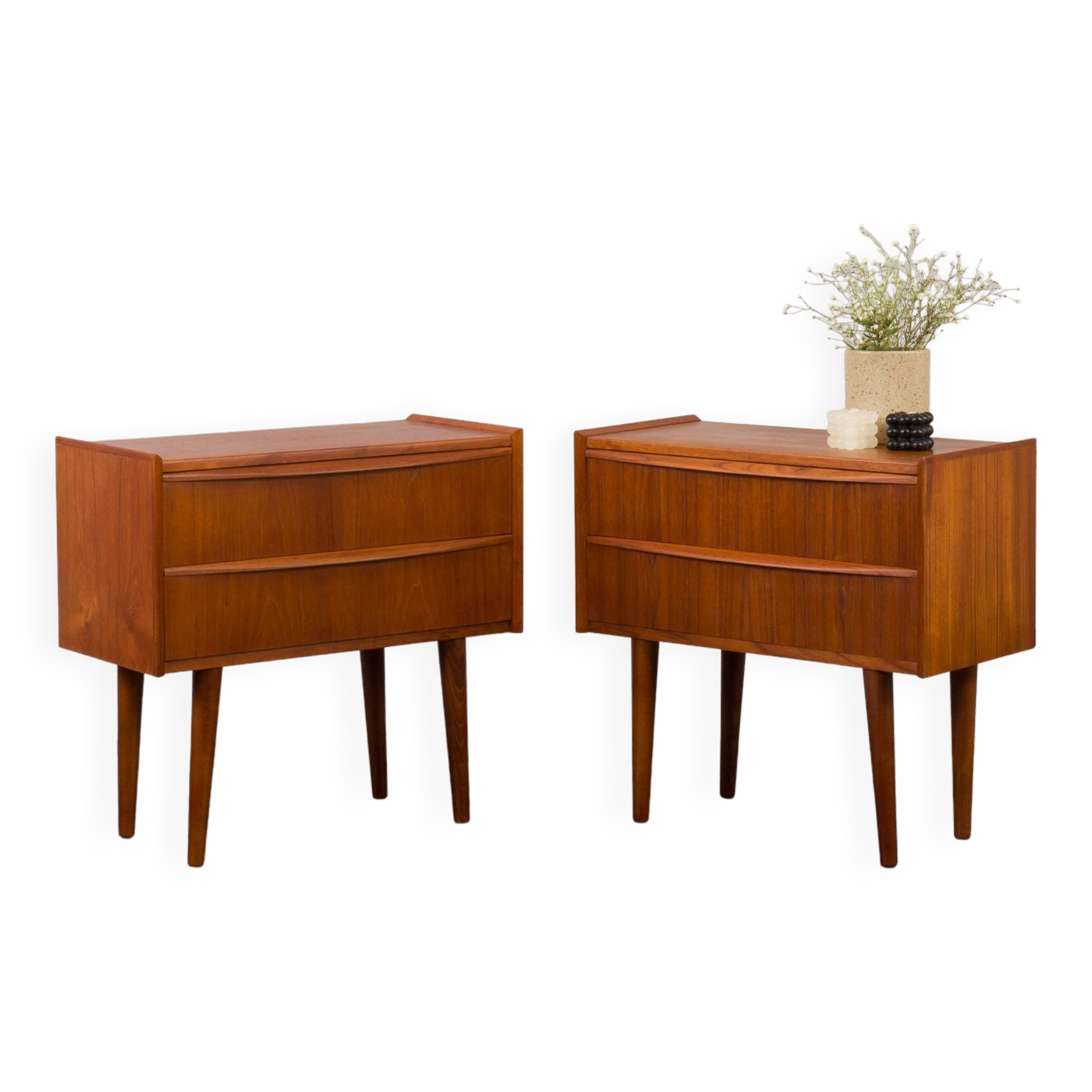 Pair of Danish vintage teak nightstands with 2 drawers, 1960s