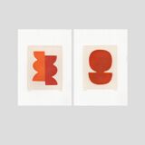 Duo of abstract paintings on paper - paintings signed Eawy