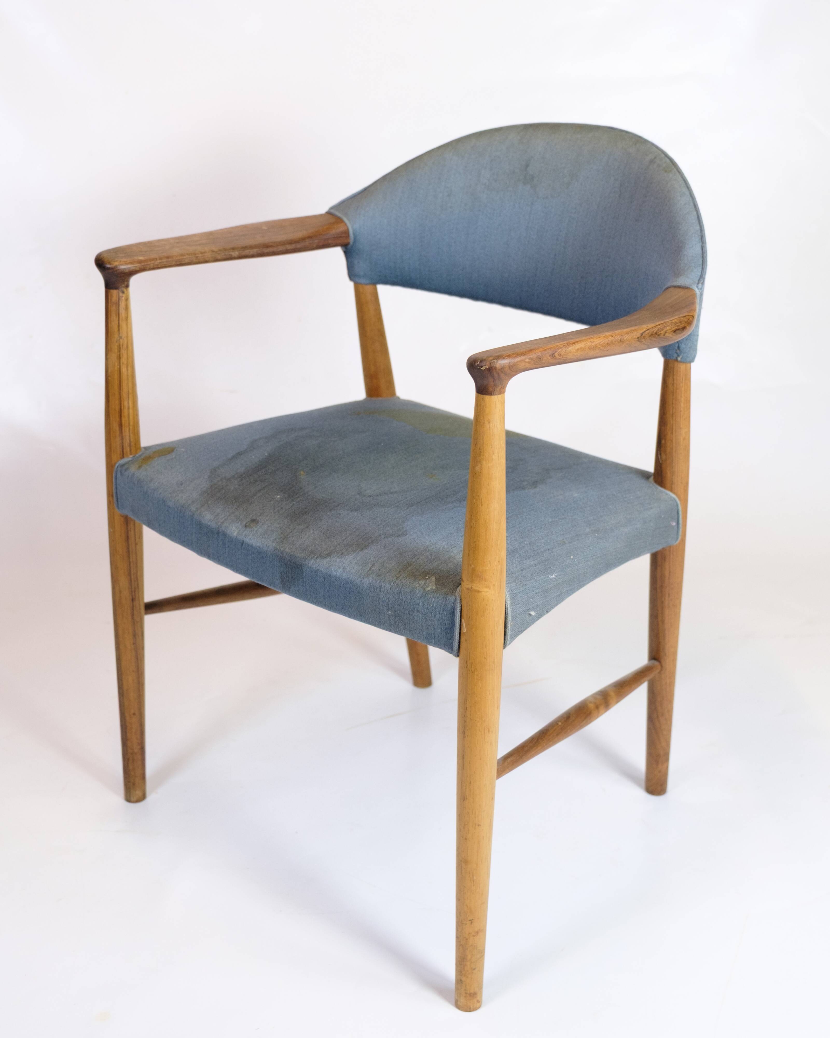 Armchair - Teak - Blue fabric seat - Kurt Olsen - Danish design - 1960s