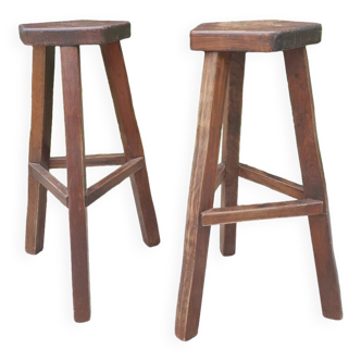 Pair of elm bar stools 1970