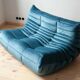 Togo living room set in blue velvet by Michel Ducaroy for Ligne Roset, set of 5