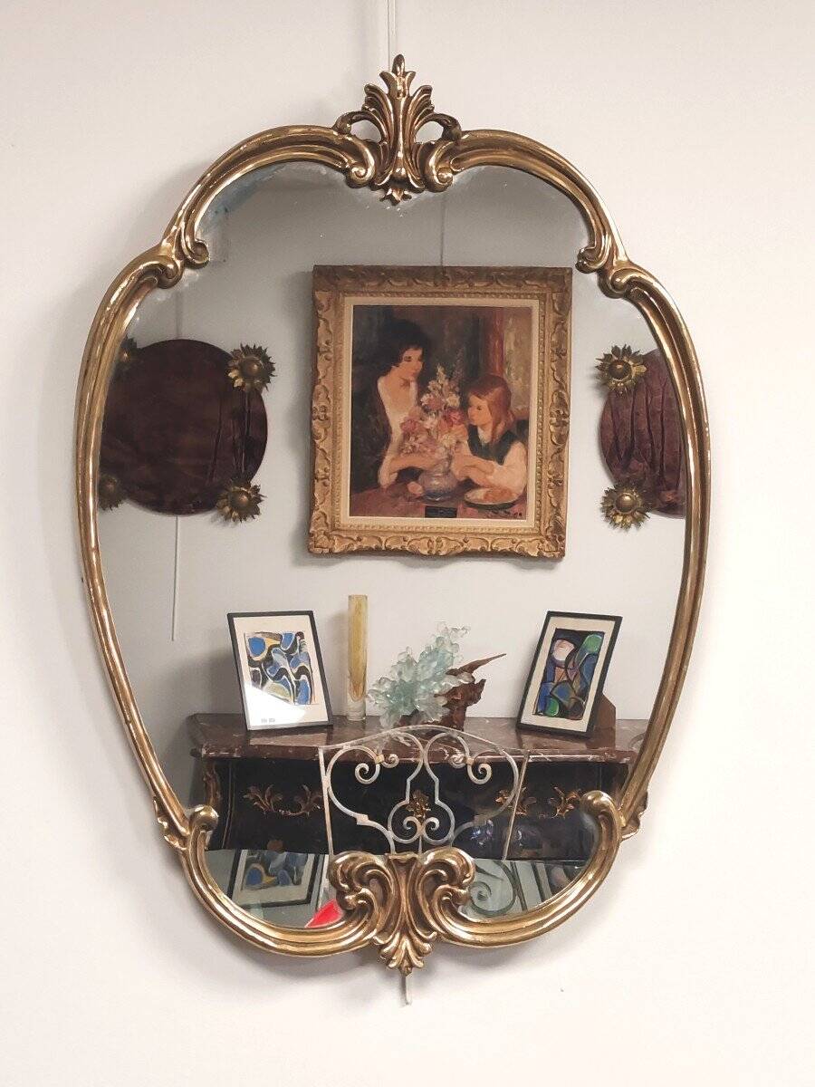 Vintage Louis XV Style Bronze Mirror