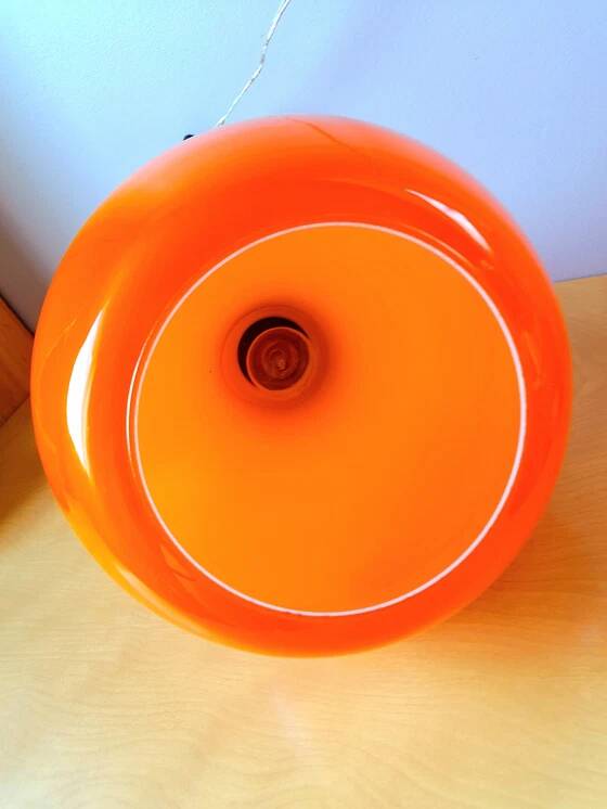 Orange opaline pendant light, Peill & Putzler 70s