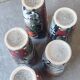 X5 enamelled ceramic mugs with abstract 60s decor